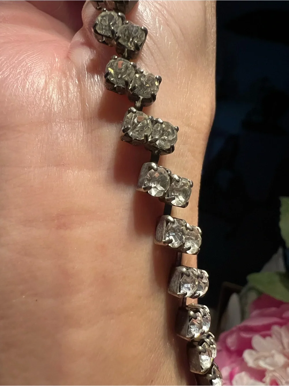 Silver-Tone Crystal Tennis Bracelet - Clear Stones